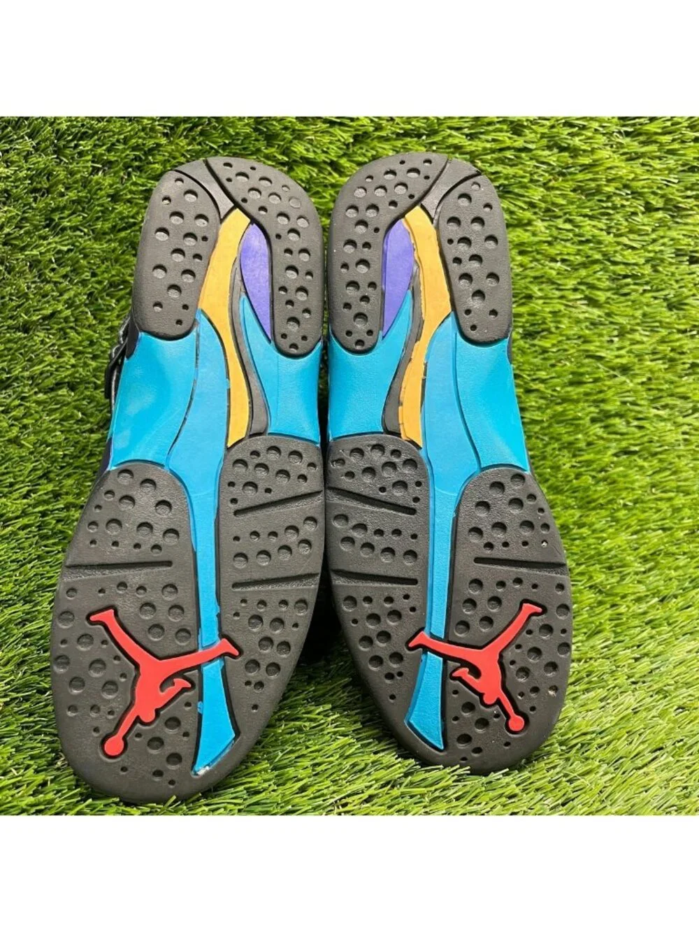 Nike Air Jordan 8 Retro Boys Size 2Y Black Blue Purple Athletic Shoes Sneakers